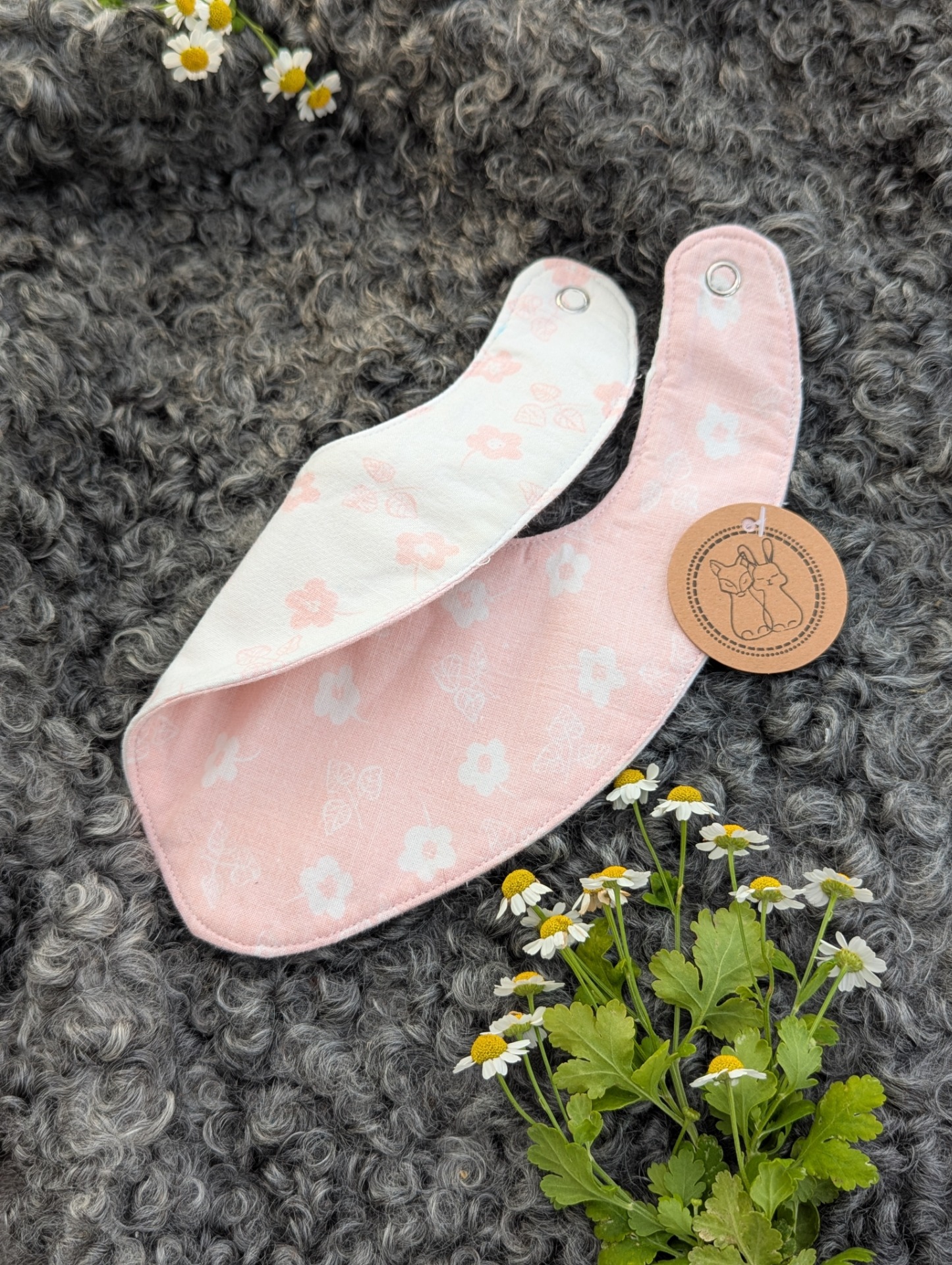Haklapp - Puderrosa blomster